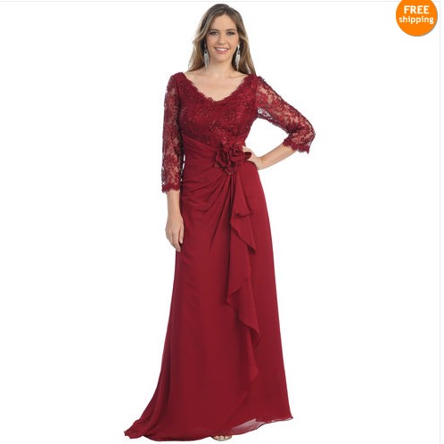 Red_V_Neck_Lace_Chiffon_Empire_Mother_of_the_Bride_Dresses_1.jpg